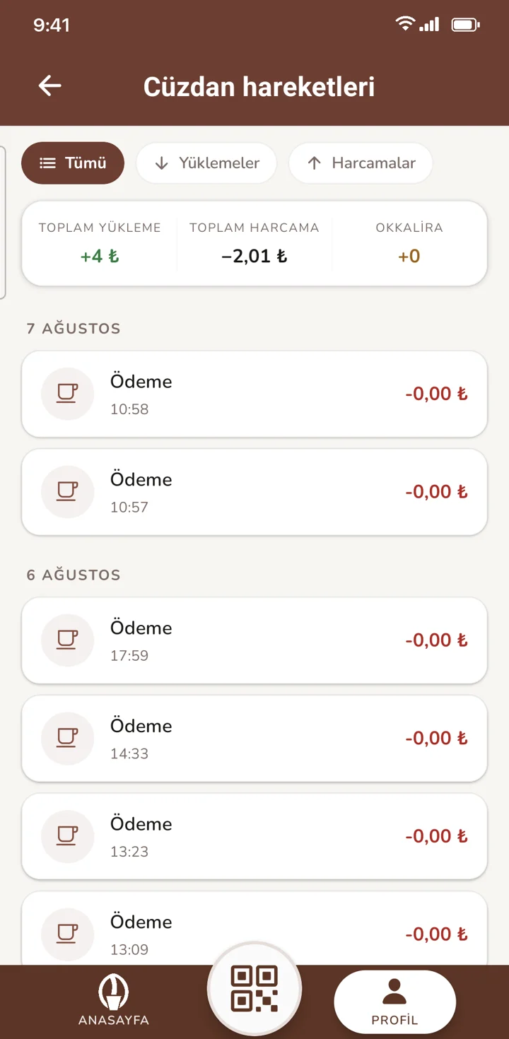 Wallet history