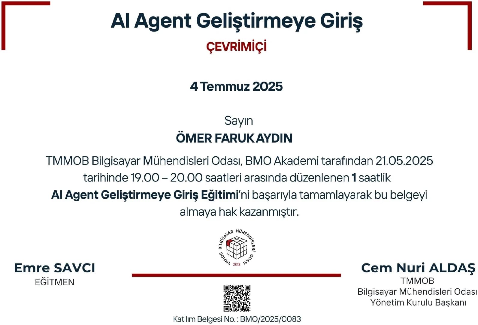 Introduction to AI Agent Development, Chamber of Computer Engineers (BMO)