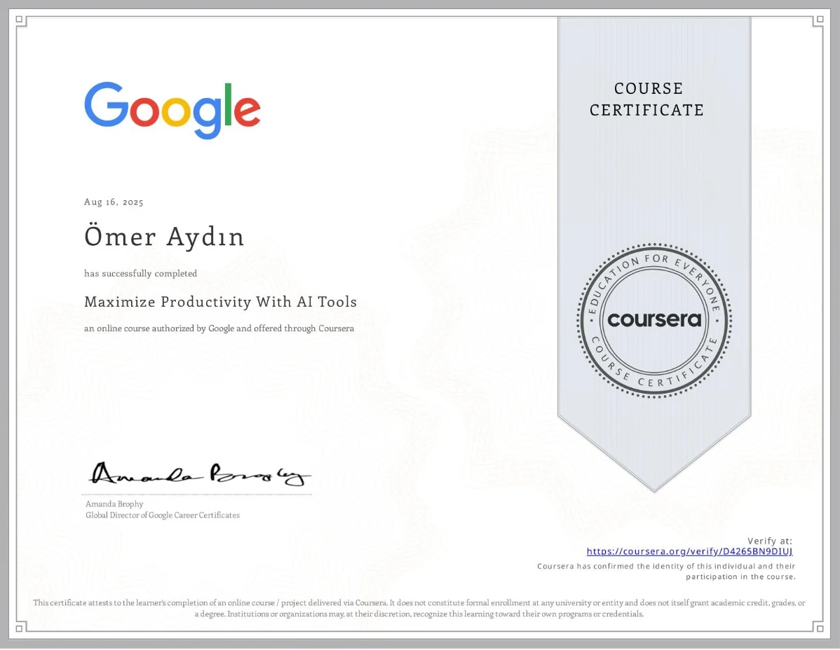 Maximize Productivity With AI Tools, Google · Coursera