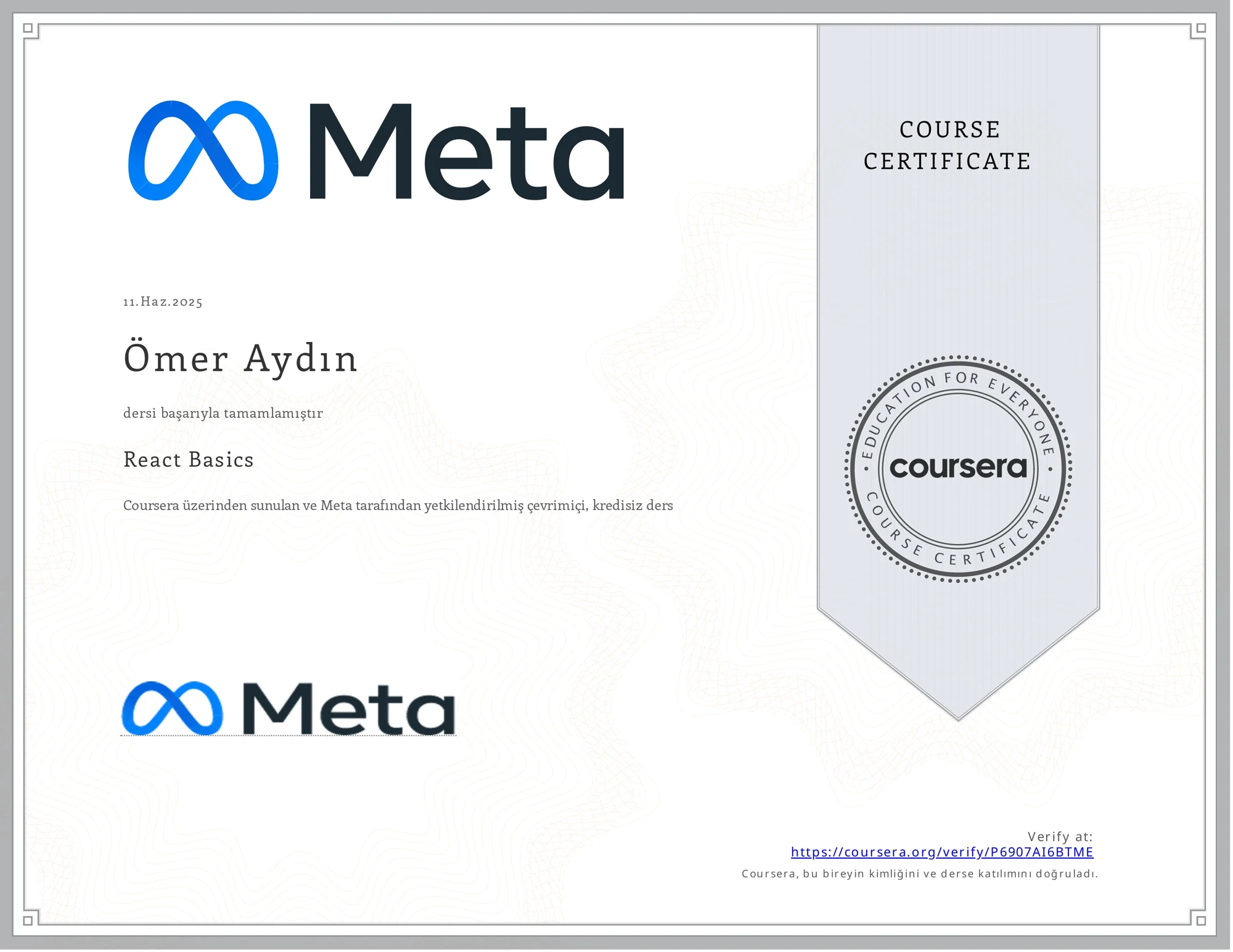 React Basics, Meta · Coursera